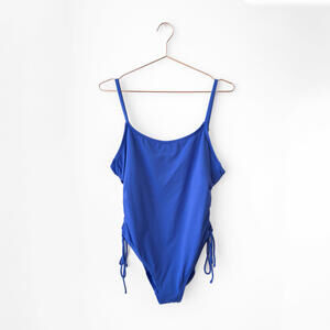 Shade & Shore Blue Lace-Up Side One Piece Swimsuit Size XL